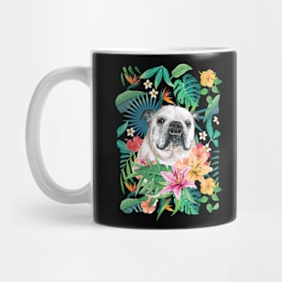Tropical White English Bulldog Mug